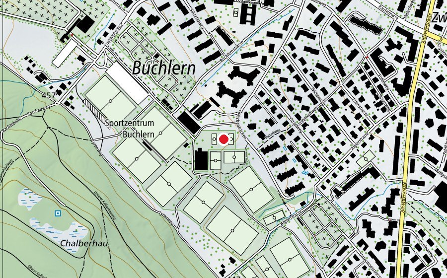 Mappa con la posizione di Buchlern T7 (Campo sportivo)