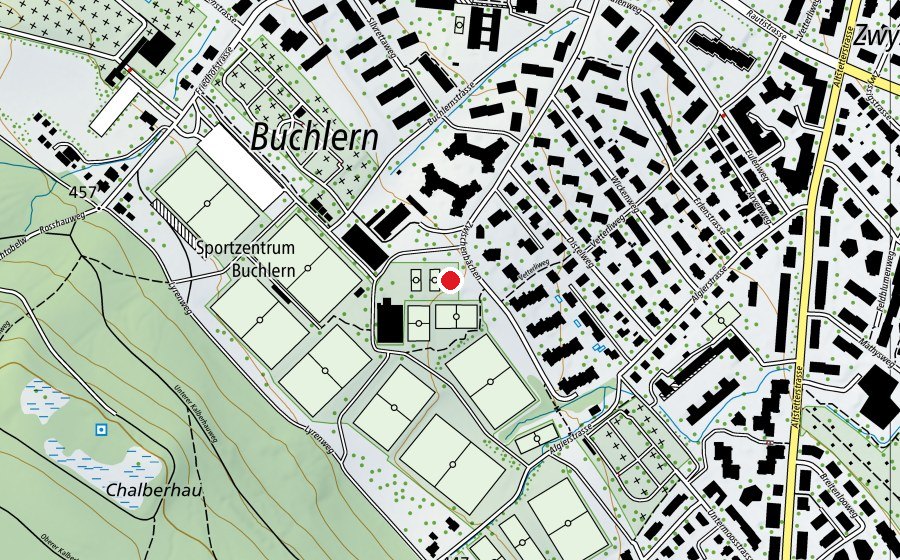 Map showing the location of Buchlern T8 (Sports field)