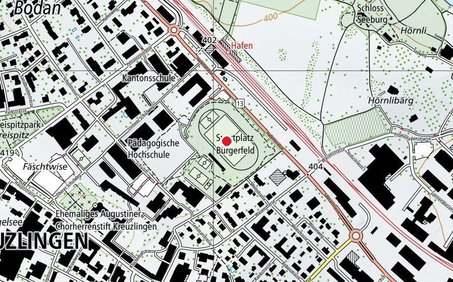 Mappa con la posizione di Burgerfeld (Campo sportivo)