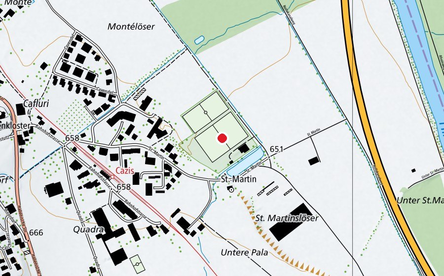 Map showing the location of Caduff (Sports field)