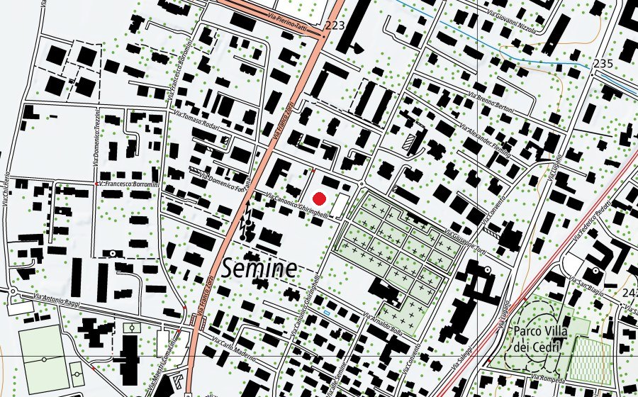 Map showing the location of Campetto Bofa Sportif (Sports field)