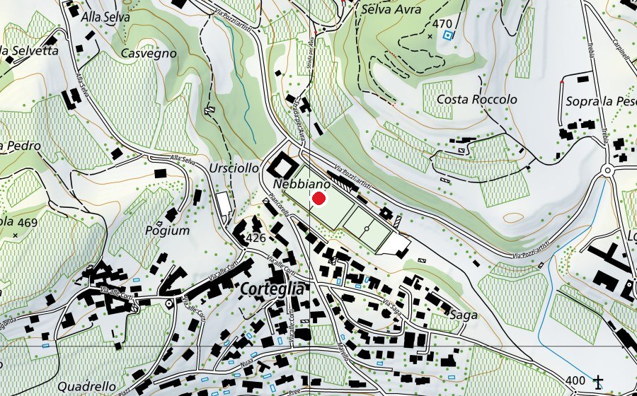 Carte indiquant l’emplacement de Campo comunale Castel San Pietro (Terrain de sport)