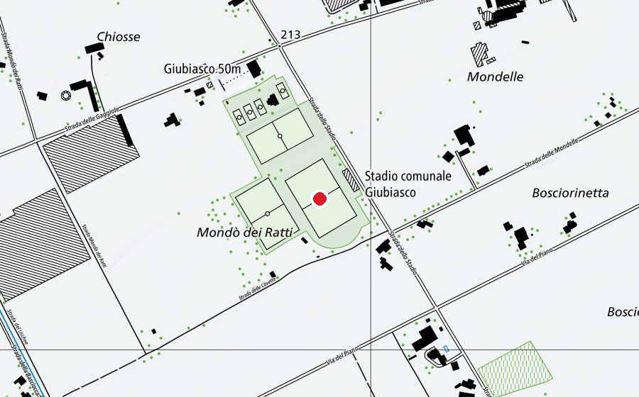 Karte mit dem Standort von Campo Comunale di Giubiasco (Sportplatz)