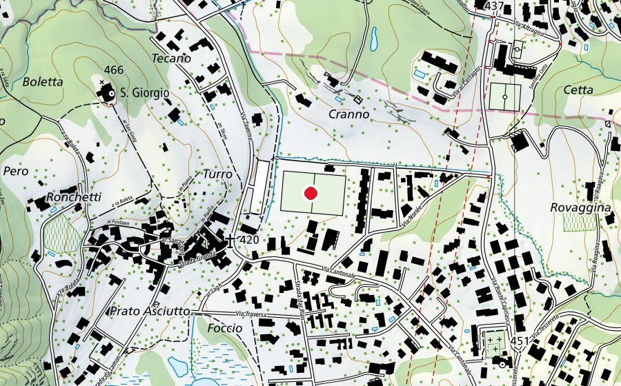 Carte indiquant l’emplacement de Campo comunale Origlio (Terrain de sport)