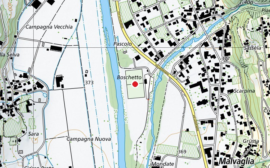 Carte indiquant l’emplacement de Campo da calcio Malvaglia (Terrain de sport)