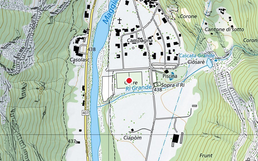 Karte mit dem Standort von Campo di calcio (Sportplatz)