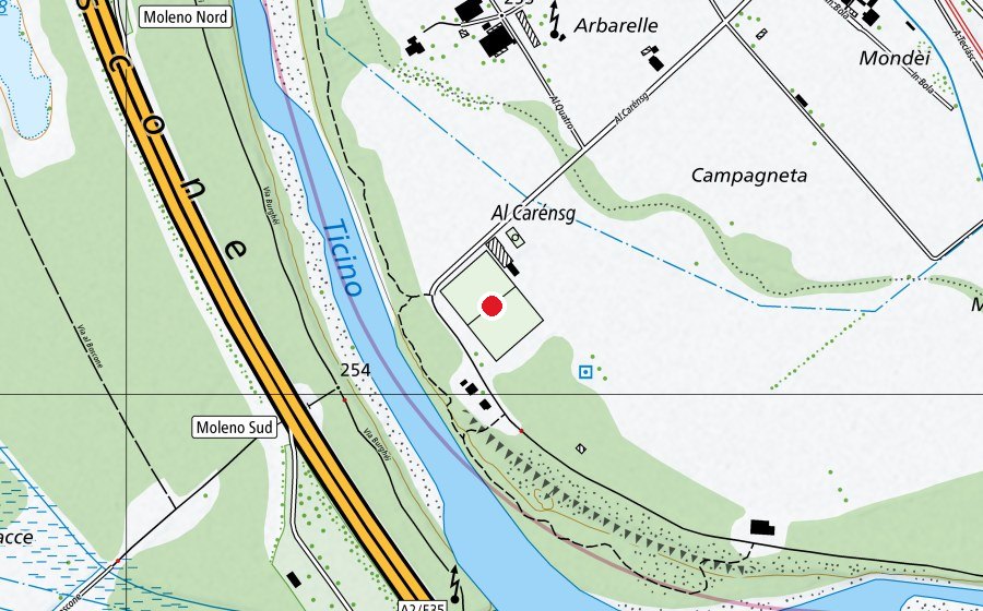 Mappa con la posizione di Campo di Calcio (Campo sportivo)