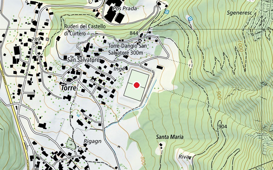 Mappa con la posizione di Campo sportivo (Campo sportivo)