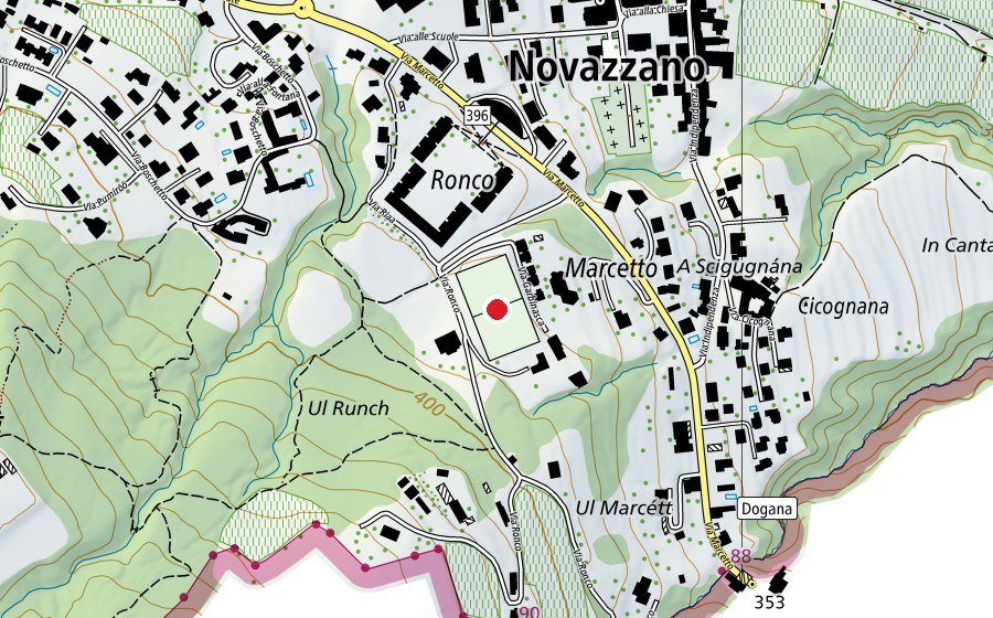 Carte indiquant l’emplacement de Campo sportivo della Garbinasca (Terrain de sport)