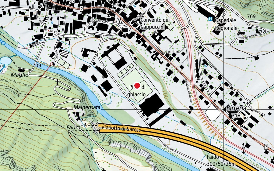 Karte mit dem Standort von Campo sportivo (Sportplatz)