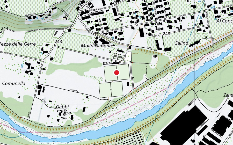 Carte indiquant l’emplacement de Campo sportivo Verscio (Terrain de sport)
