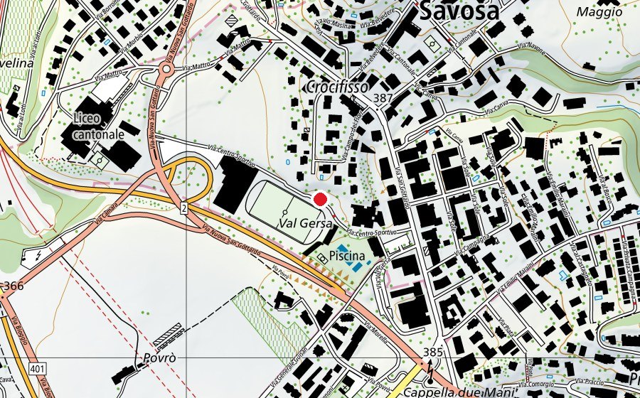 Karte mit dem Standort von Campo tiro con l'arco (Sportplatz)