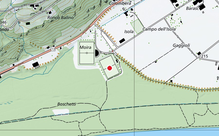 Map showing the location of Campo vecchio (Sports field)