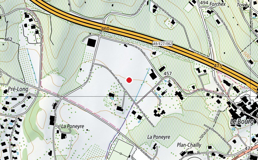 Karte mit dem Standort von Chailly (Sportplatz)