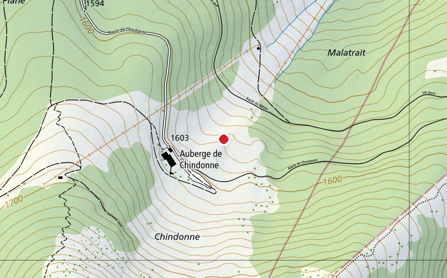 Map showing the location of Chindonne (Sports field)