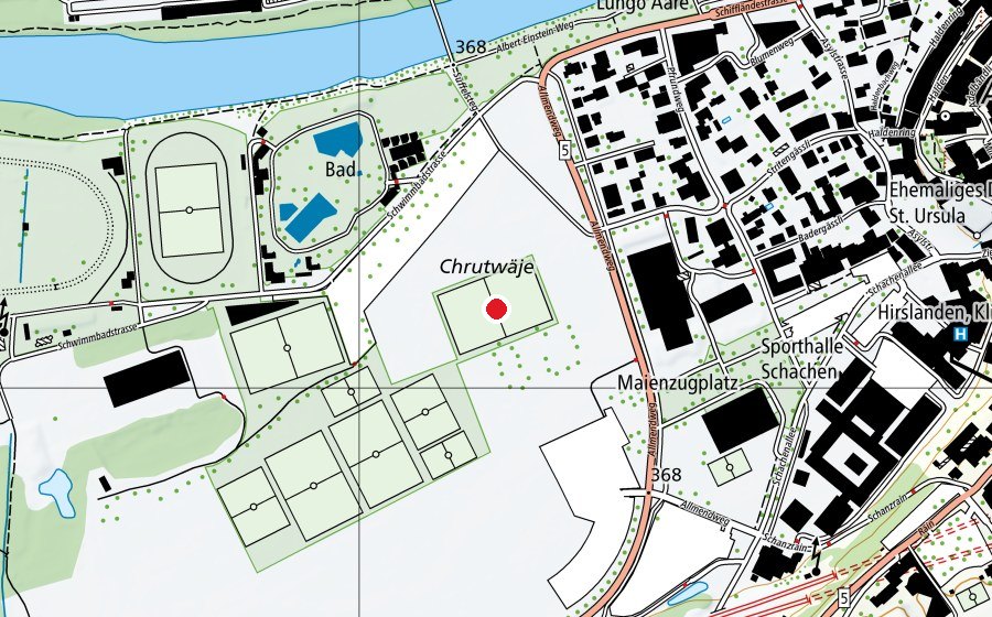 Mappa con la posizione di Chrutwäje (Campo sportivo)