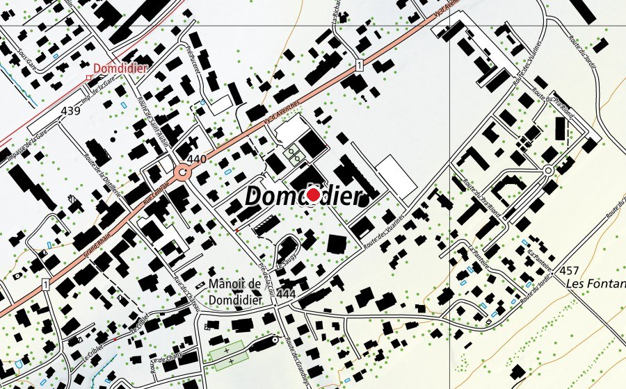 Mappa con la posizione di Club Olympique Domdier (Campo sportivo)