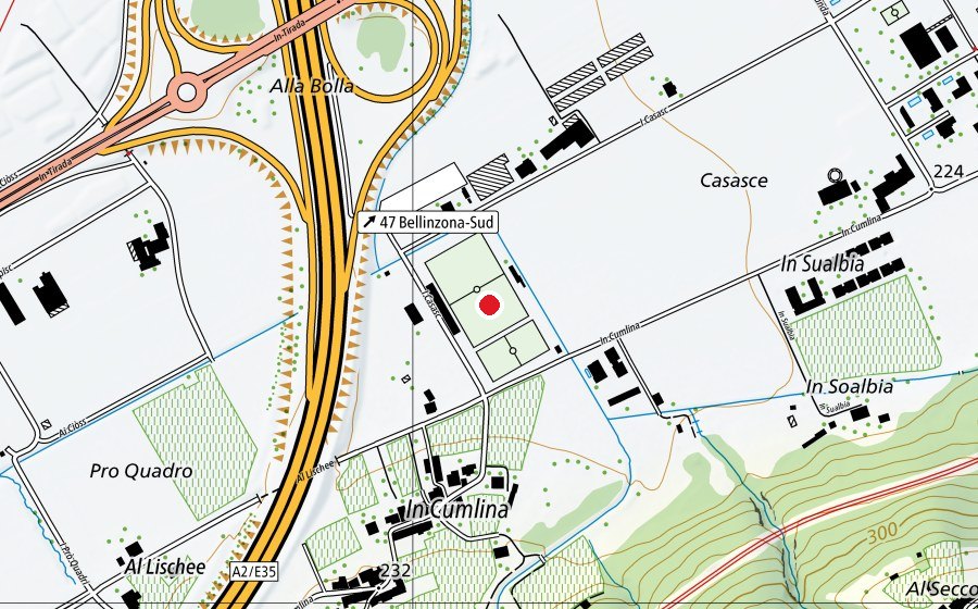 Mappa con la posizione di Comelina (Campo sportivo)