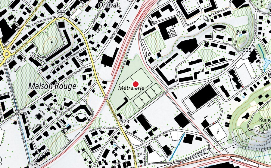 Carte indiquant l’emplacement de Condémines (Terrain de sport)