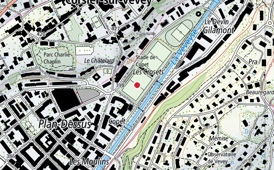 Mappa con la posizione di Copet 1 (Campo sportivo)