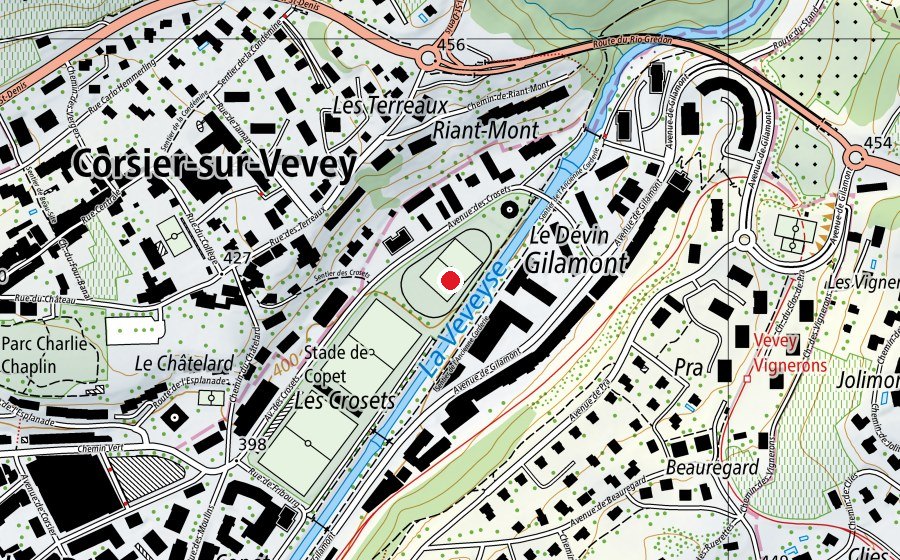 Carte indiquant l’emplacement de Copet 3 (Terrain de sport)