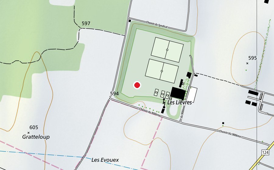 Map showing the location of Cossonay Cricket Ground "En Marche" (Sports field)