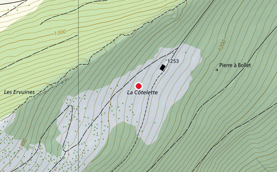 Map showing the location of Côtelette (Sports field)