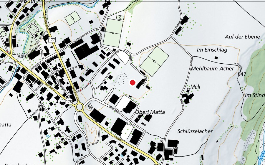 Map showing the location of Councoursplatz 🐎 (Sports field)