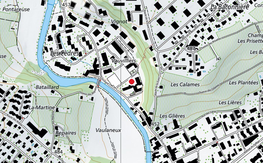 Carte indiquant l’emplacement de Cour d'école de Vauvilliers (Terrain de sport)