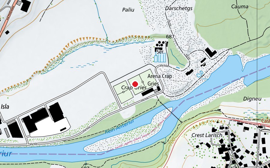 Karte mit dem Standort von Crap Gries (Sportplatz)