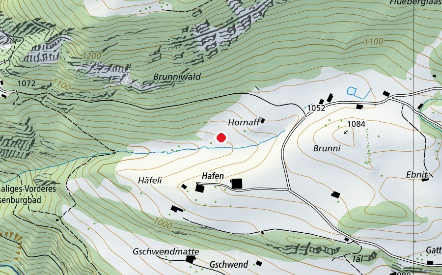 Mappa con la posizione di Därstetten Oberweissenburg 300m (Campo sportivo)