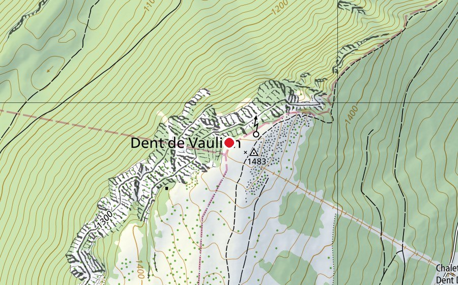 Map showing the location of Déco de la Dent de Vaulion (Sports field)