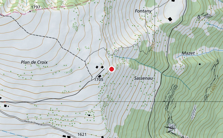 Carte indiquant l’emplacement de Décollage de Bellevue (Terrain de sport)
