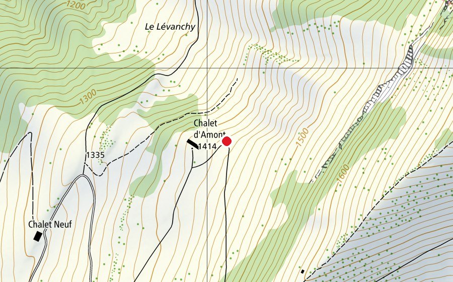 Mappa con la posizione di décollage delta de grandvilard (Campo sportivo)