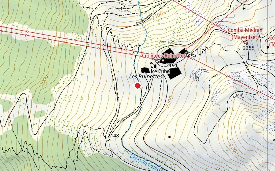 Mappa con la posizione di Décollage Les Ruinettes (Campo sportivo)