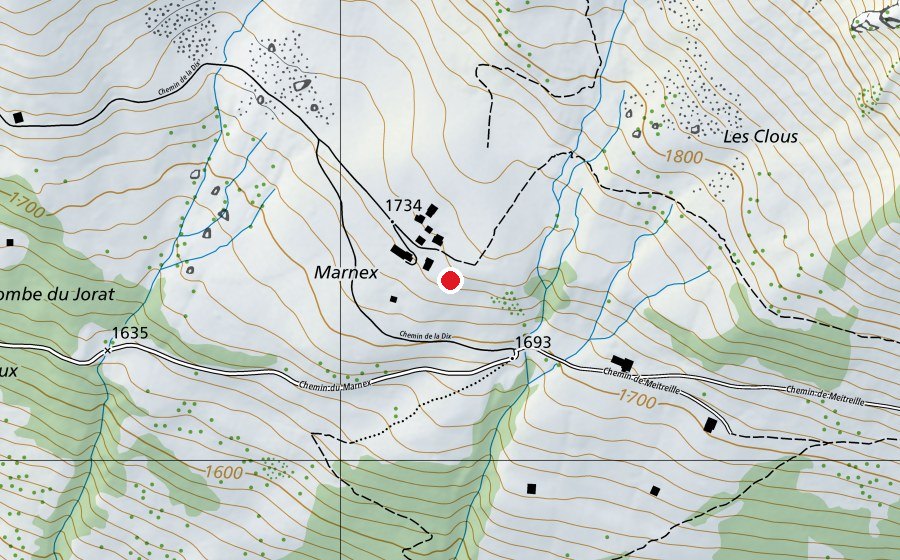 Mappa con la posizione di Décollage parapente de Marnex (Campo sportivo)