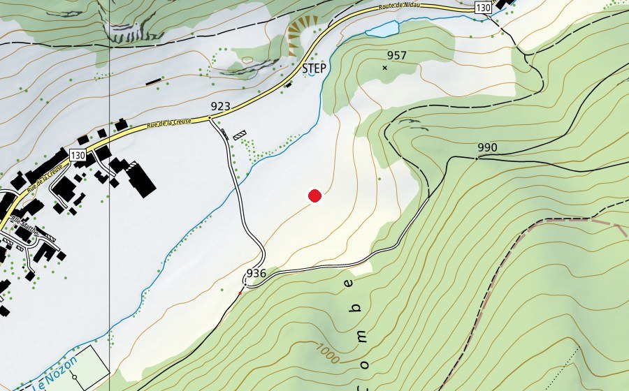 Map showing the location of deltalab vaulion village (Sports field)