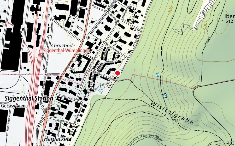 Carte indiquant l’emplacement de Dörfli-Tennis (Terrain de sport)