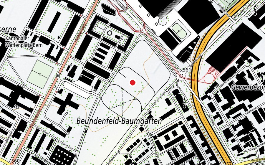 Map showing the location of Dressurviereck (Sports field)
