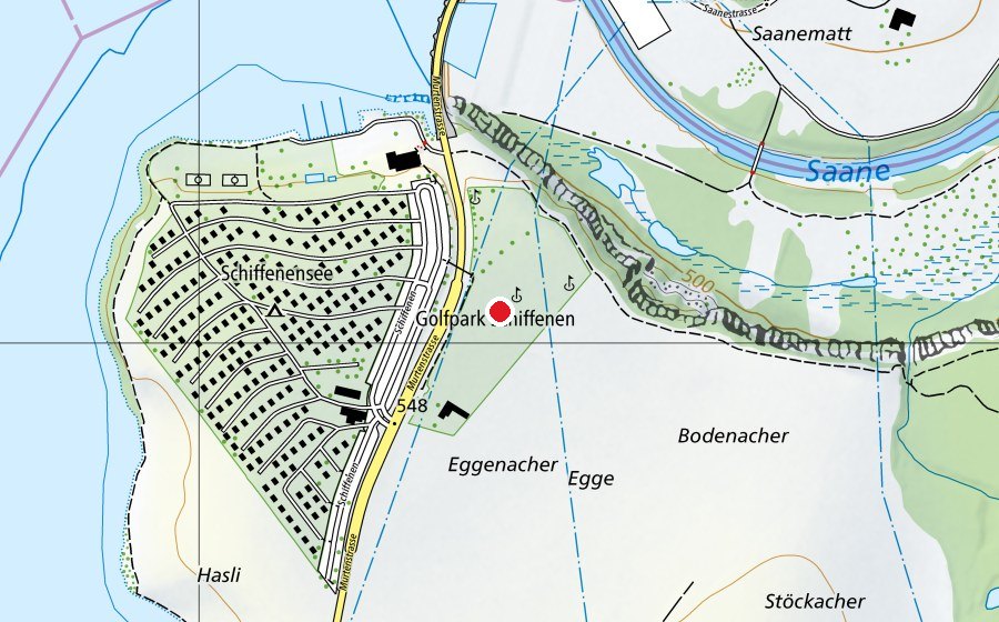 Mappa con la posizione di Driving Range Schiffenen (Campo sportivo)