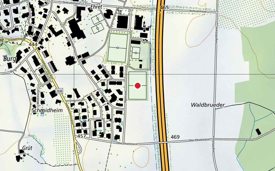 Karte mit dem Standort von Ehret (Sportplatz)
