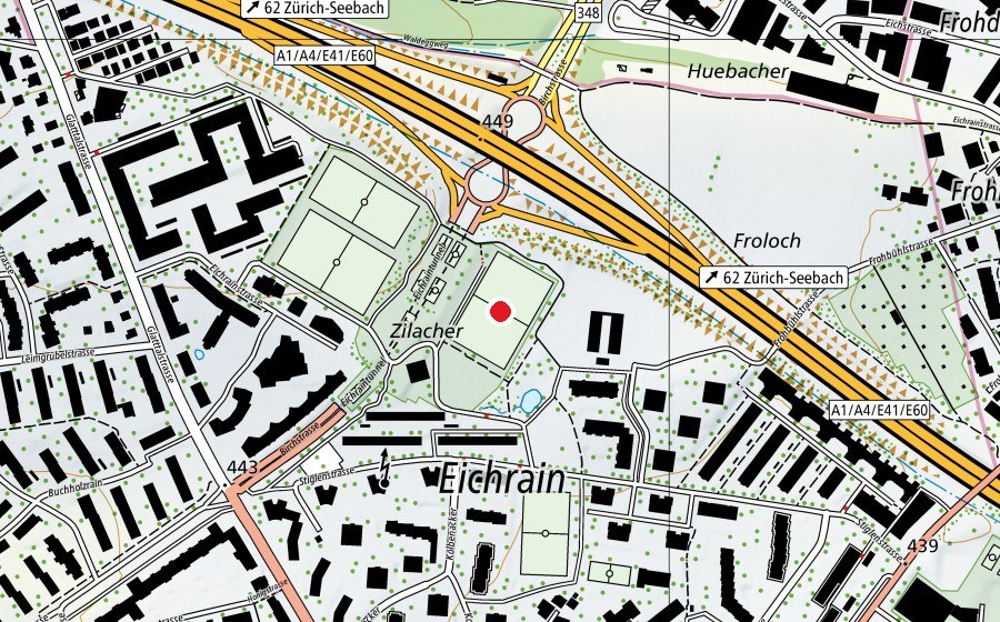 Mappa con la posizione di Eichrain R1 (Campo sportivo)