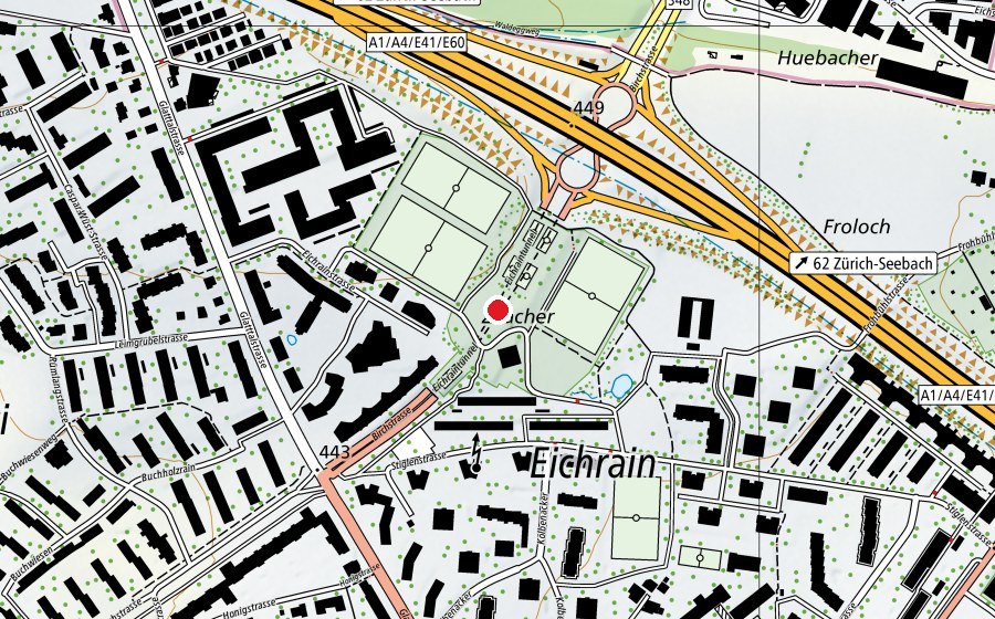 Mappa con la posizione di Eichrain T2 (Campo sportivo)