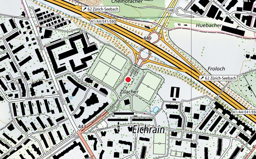 Carte indiquant l’emplacement de Eichrain T3 (Terrain de sport)