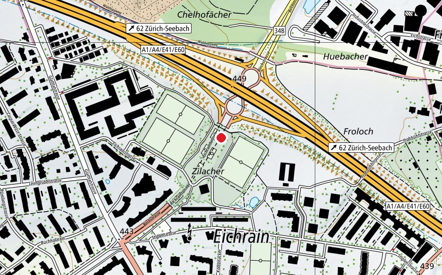Karte mit dem Standort von Eichrain T6 (Sportplatz)