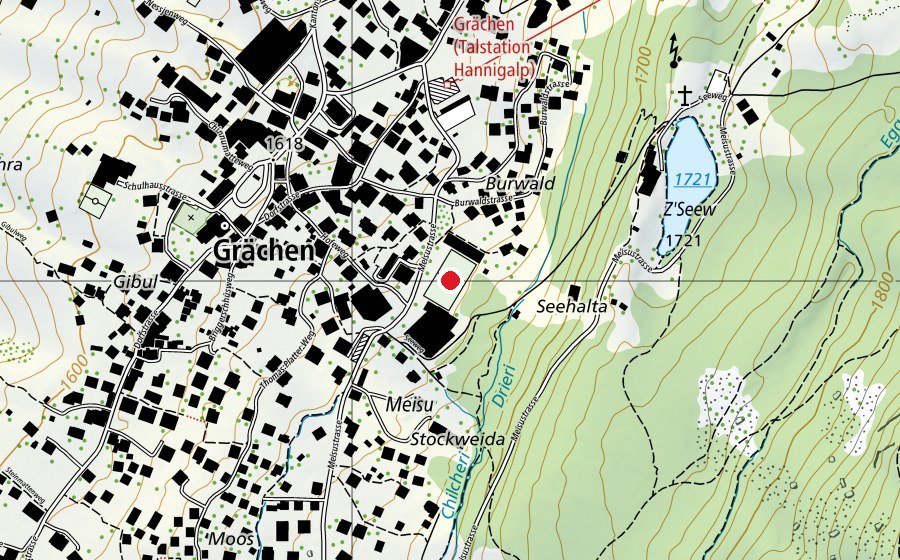 Map showing the location of Eisbahn Sportzentrum (Sports field)