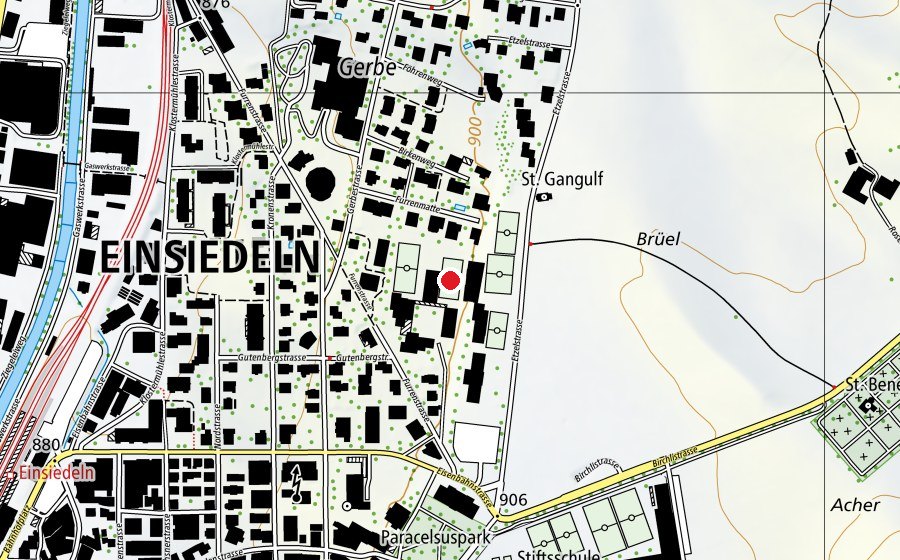 Map showing the location of Eispark Einsiedeln (Sports field)