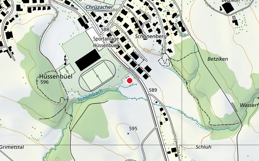 Karte mit dem Standort von Eisstockschiessen Hinwil (Sportplatz)