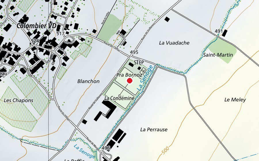 Carte indiquant l’emplacement de En Pontet (Terrain de sport)