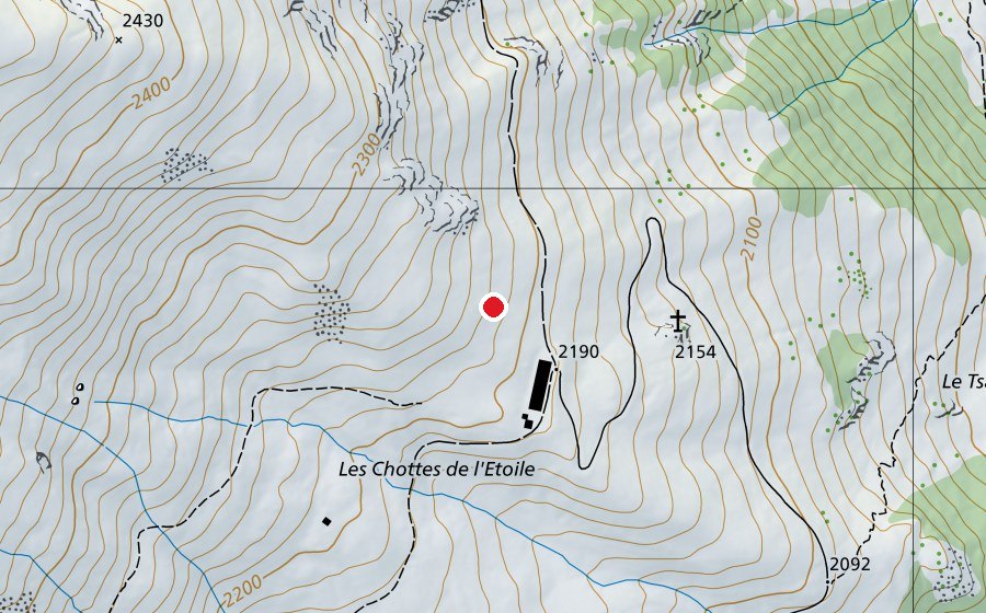Map showing the location of Évolène - L'Étoile (Sports field)